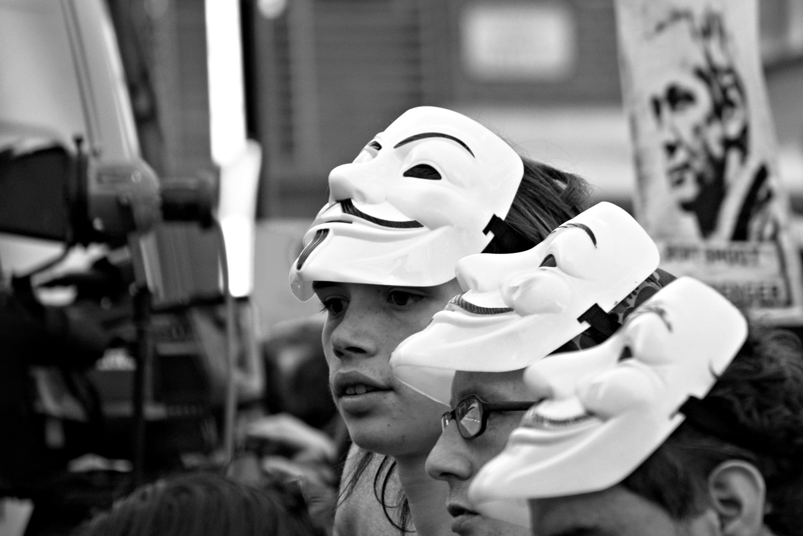 London, England - August 17, 2012: Demonstrators show solidarity with Julian Assange, the Wikileaks founder, outside the Ecuadorian Embassy where he has been granted asylum.